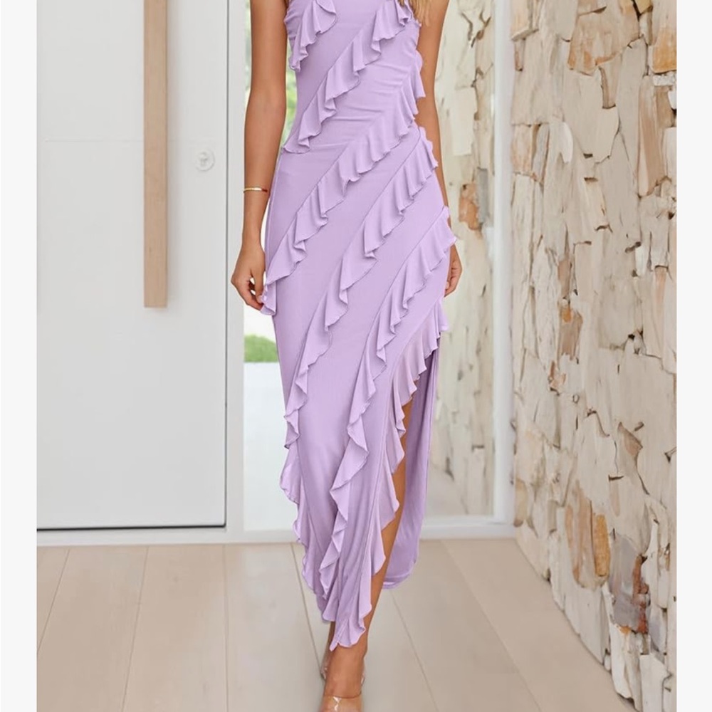 Elegant Lavender Bodycon Strapless Dress - Picture 5 of 6
